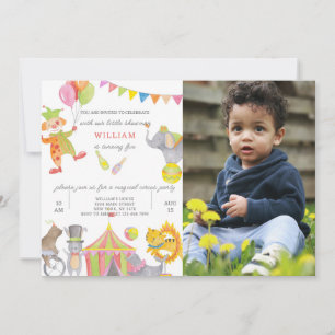 Circus Birthday Invitation With Photo