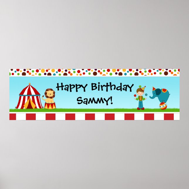 Circus Birthday Party Banner 40x12 Poster (Front)
