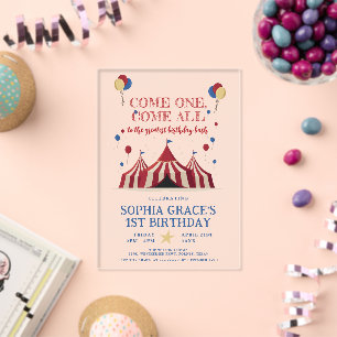 Circus Birthday Party Carnival 1st Birthday Acrylic Invitations
