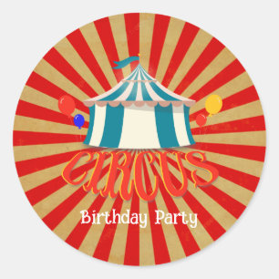 Circus Birthday Party Classic Round Sticker