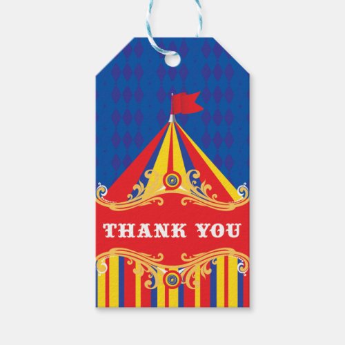 Circus birthday party favor gift tags thank you gift tags