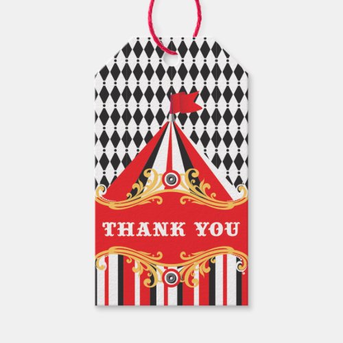 Circus birthday party favor gift tags thank you gift tags