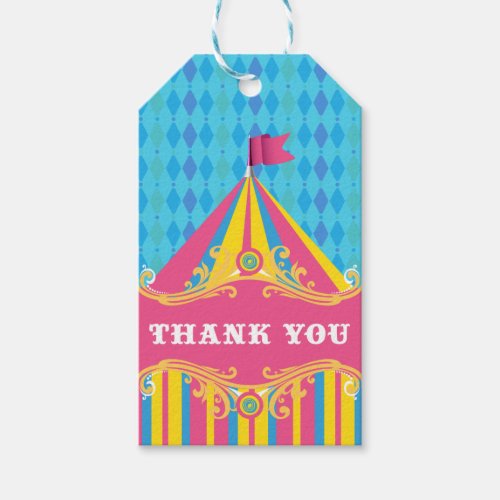 Circus birthday party favor gift tags thank you gift tags