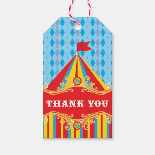 Circus birthday party favor gift tags thank you gift tags