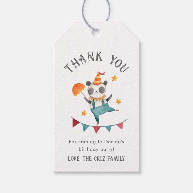 Circus Birthday Party Favor Tags (Front)