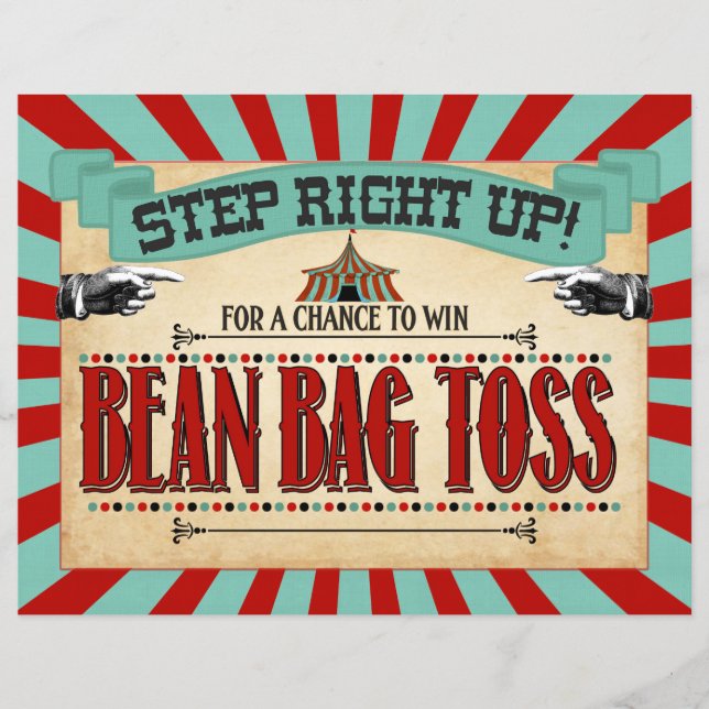 Circus Birthday Party Game Sign Bean Bag Toss (Front)