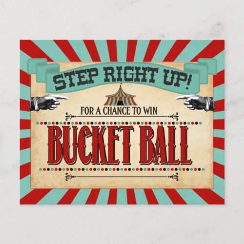 Circus Birthday Party Game Sign Bucket Ball