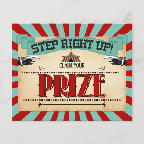 Circus Birthday Party Game Sign Claim Your Prize