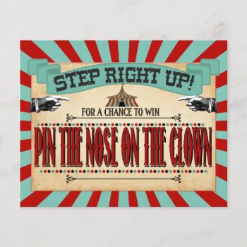 Circus Birthday Party Game Sign Pin The Nose Clown by TiffsSweetDesigns at Zazzle