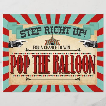 Circus Birthday Party Game Sign Pop The Balloon by TiffsSweetDesigns at Zazzle