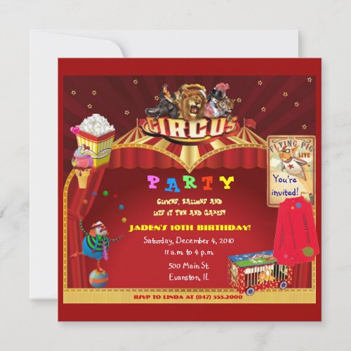 circus birthday party invitation