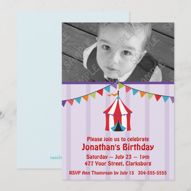 Circus Birthday Party Photo Template (Front/Back)