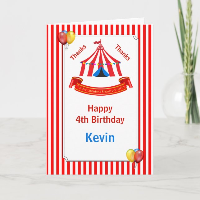 Circus Birthday Party Red Card (Front)