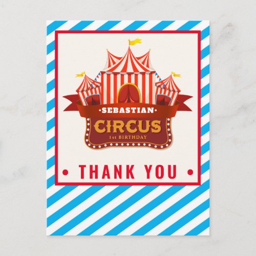 Circus birthday party thank you card