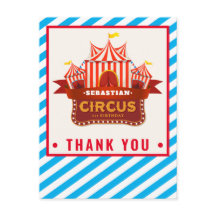 Circus birthday party thank you card
