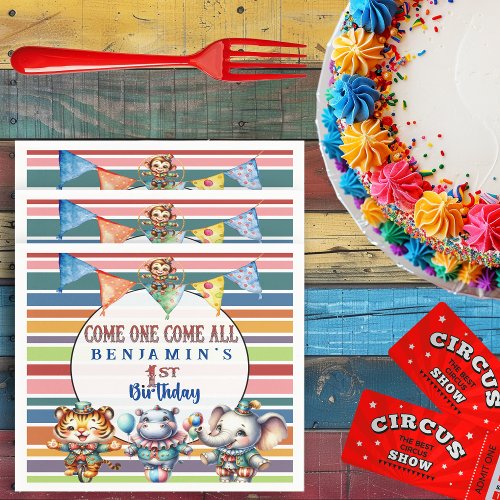 Circus Birthday Performing Animals 1st Birthday Napkins