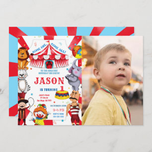 Circus Birthday Photo Invitation