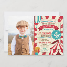 Circus Birthday Photo Invitation Carnival Invite