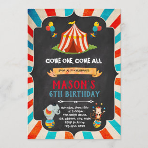 Circus birthday shower party invitation