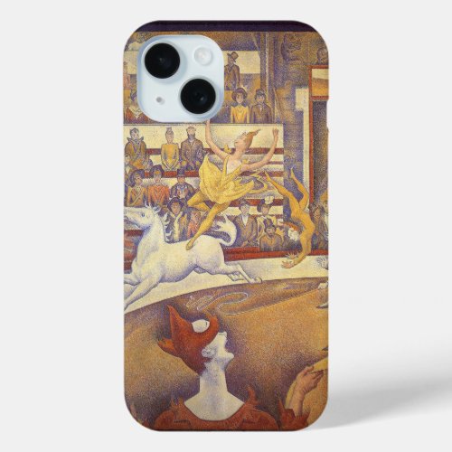 Circus by Georges Seurat Vintage Pointillism Art iPhone 15 Case