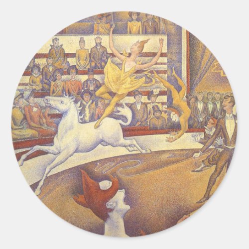 Circus by Georges Seurat Vintage Pointillism Art Classic Round Sticker