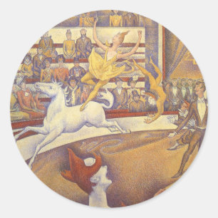 Circus by Georges Seurat, Vintage Pointillism Art Classic Round Sticker