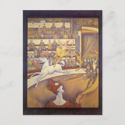 Circus by Georges Seurat Vintage Pointillism Art Postcard