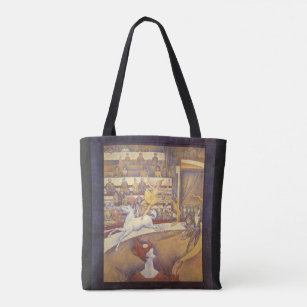Circus by Georges Seurat, Vintage Pointillism Art Tote Bag