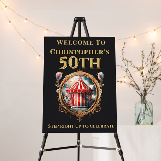 Circus Carnival 50th Birthday Welcome Sign (In Situ (Stand))