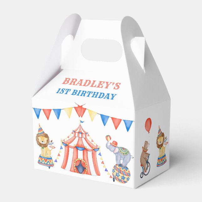 Circus Carnival & Animals Birthday Party Favor Boxes (Front Side)