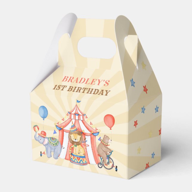 Circus Carnival & Animals Festival Birthday Party Favor Boxes (Front Side)