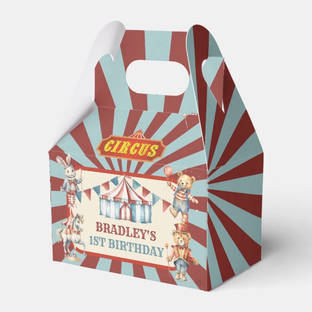 Circus Carnival Animals Festival Birthday Party Favor Boxes (Front Side)