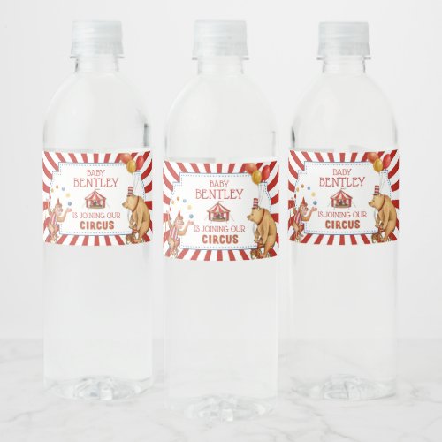 Circus Carnival Baby Shower Decor Water Bottle Label