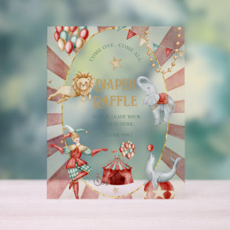 Circus Carnival Baby Shower Diaper Raffle Acrylic Sign