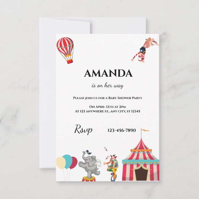 Circus Carnival Baby Shower Invitations (Front)