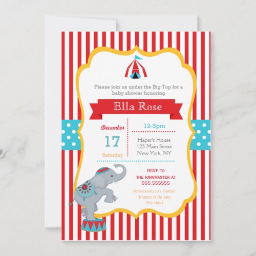 Circus Carnival Baby Shower Invitations