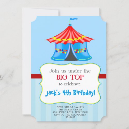 Circus Carnival Big Top Birthday Invitations