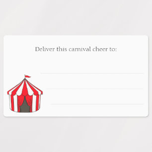 Circus Carnival Big Top Red Tent Kid Address Label