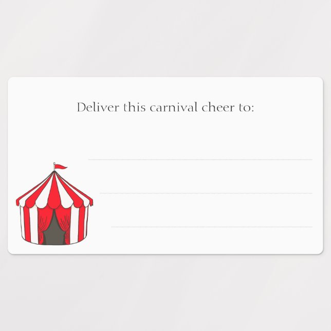 Circus Carnival Big Top Red Tent Kid Address Label (Design 1)