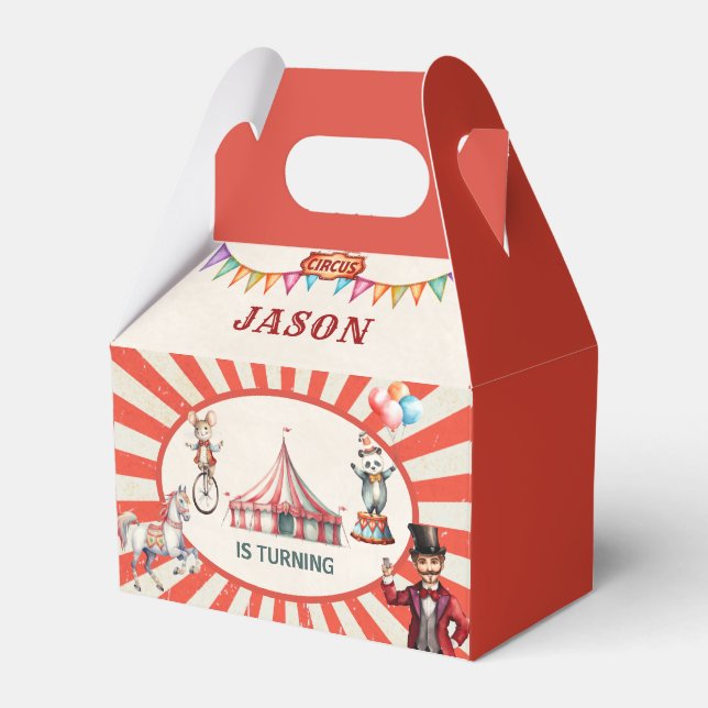 Circus Carnival Birthday Favor Box (Front Side)