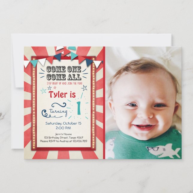 Circus carnival birthday invitation Big Top (Front)