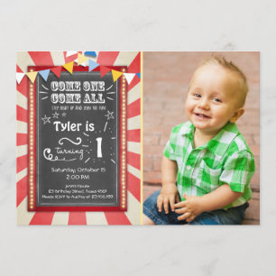 Circus carnival birthday invitation Big top Chalk