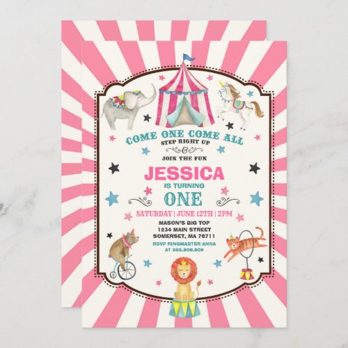 Circus Carnival Birthday Invitation Circus Party