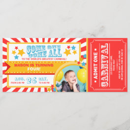 Circus carnival birthday invitation ticket Boy