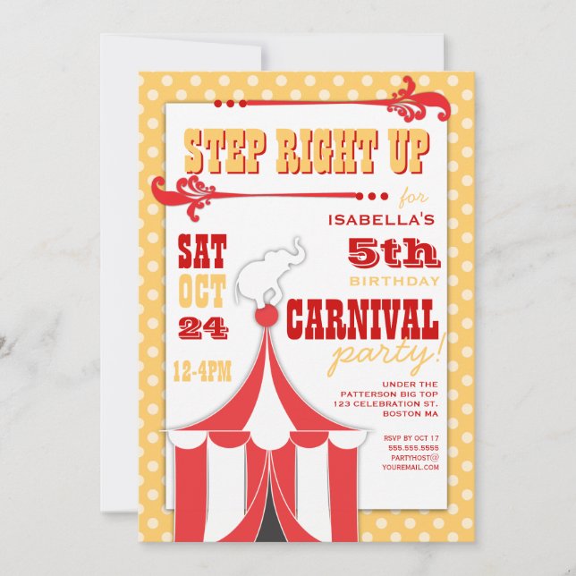 Circus Carnival Birthday Party Big Top  Invitation (Front)