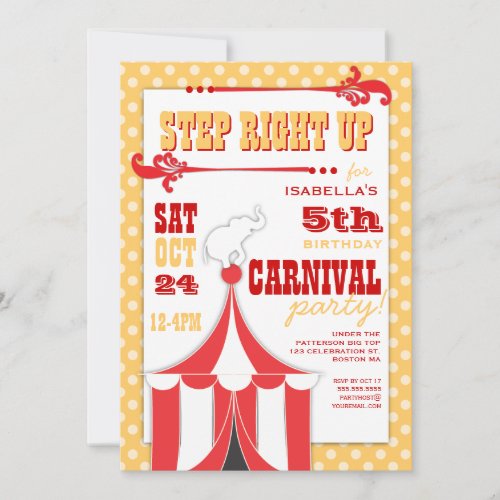 Circus Carnival Birthday Party Big Top  Invitation