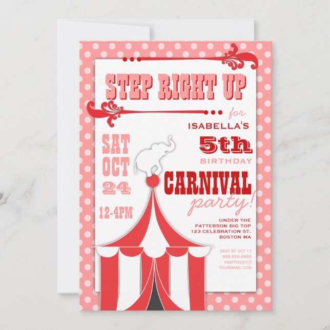 Circus Carnival Birthday Party Big Top  Invitation (Front)