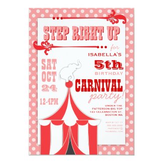 Circus Carnival Birthday Party Big Top  Invitation
