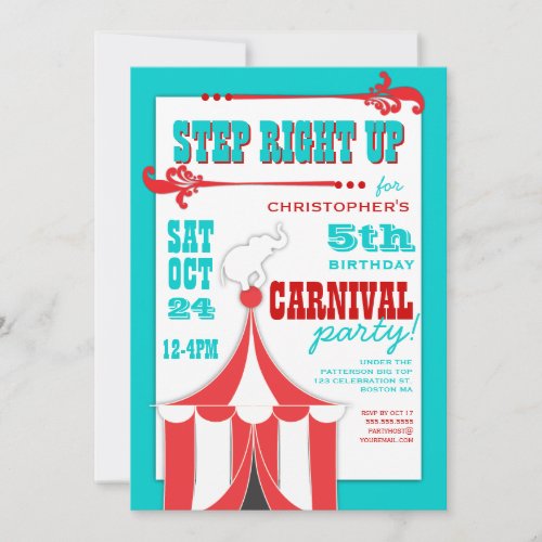 Circus Carnival Birthday Party Big Top  Invitation