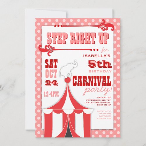 Circus Carnival Birthday Party Big Top  Invitation